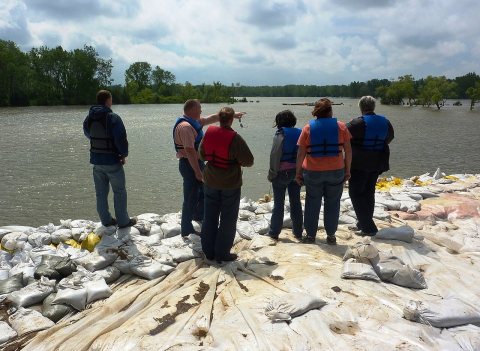 Flooding - Jefferson, S. D. , June 12, 2011 -- Members of the State Incident Management Team inspect flood conditions a…