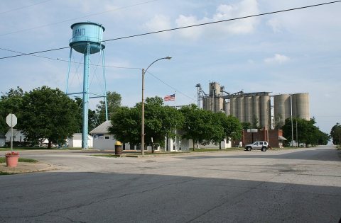 De Land Illinois Water Tower Post Office and Grain Elevator