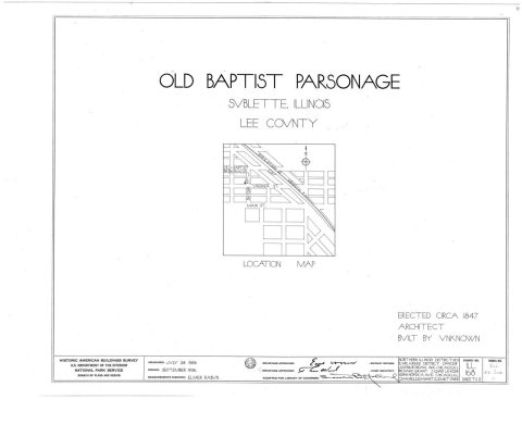 HABS ILL,52-SUB,1- (sheet 0 of 2) - Old Baptist Parsonage, Snyder and Virginia Streets