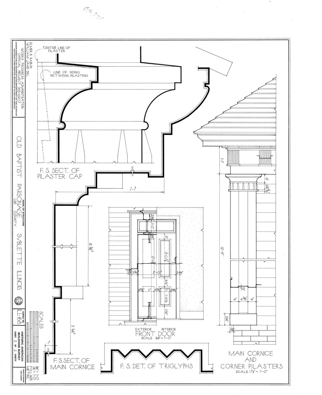 HABS ILL,52-SUB,1- (sheet 2 of 2) - Old Baptist Parsonage, Snyder and Virginia Streets