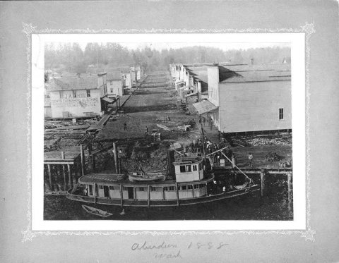 Steamboat CRUISER at the landing, foot of F St., Aberdeen, Washington, 1888