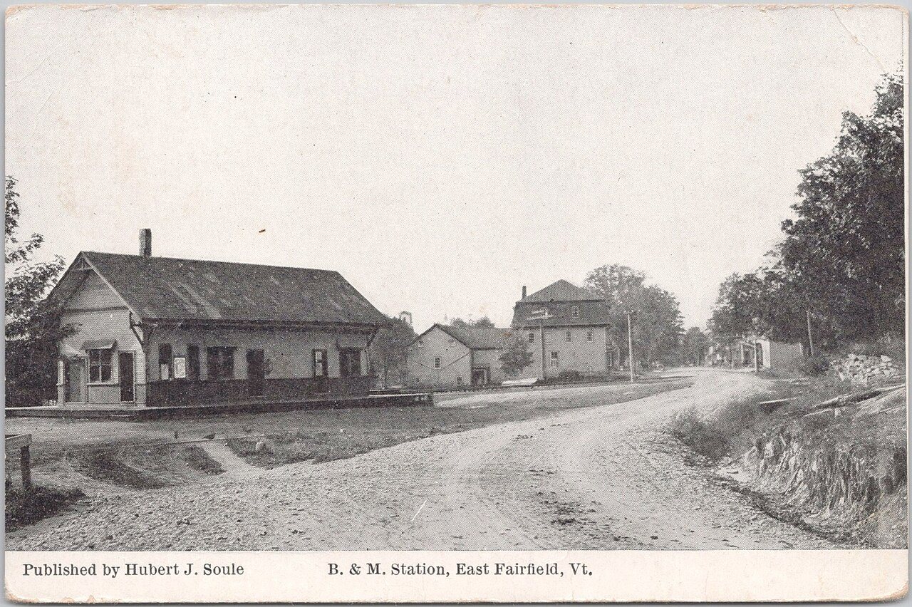 East Fairfield station 1910 postcard