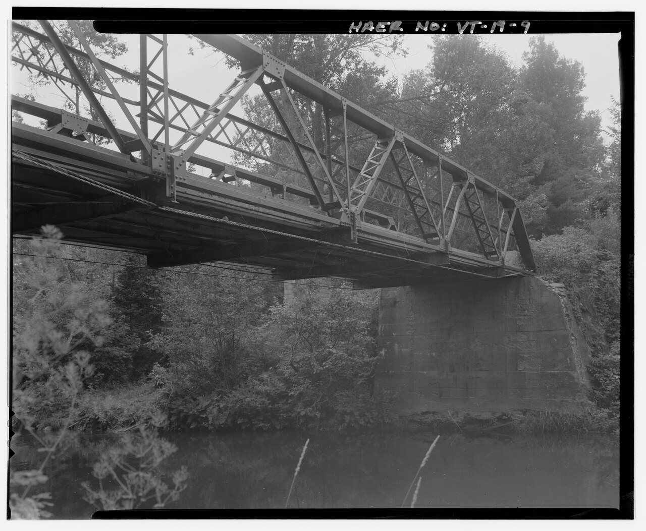 View southeast, southeast abutment and underside of bridge - Black River Bridge, Spans Black River on Town Highway 36, …