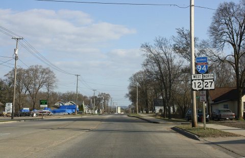 Brockway Wisconsin Downtown Looking North US12 WIS27