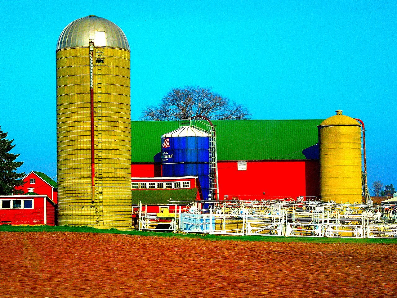 Barn with Three Silos