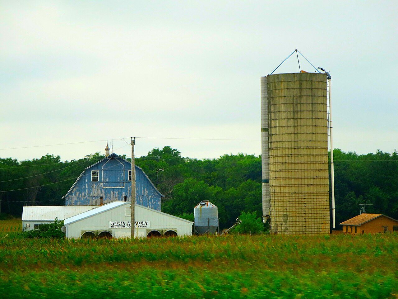 Blue Barn with a Silo
