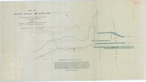 Map of Ahnepee Harbor and River, Wisconsin