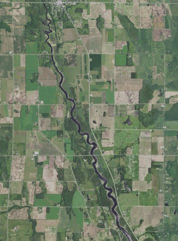 Aerial view of part of the southern town of Forestville and part of the northern town of Ahnapee in Door and Kewaunee c…