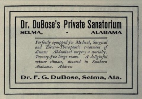Dr. DuBose's Private Sanatorium ("American medical directory", 1906 advert)