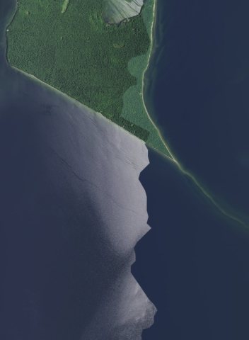 Aerial view of the southern portion of Chambers Island, town of Gibraltar, Door County, Wisconsin 2020