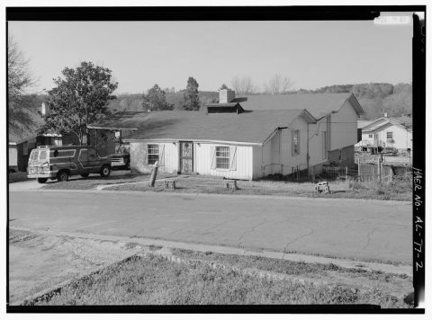OBLIQUE VIEW, TCI TWO-ROOM HOUSE WITH MULTIPLE LATER ADDITIONS TO ORIGINAL COMPANY HOUSE - Edgewater Community, Off New…