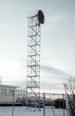 A view of the WACS antenna installation in use during arctic training Exercise JACK FROST 77