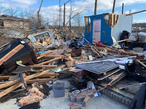 EF3 damage to a home in