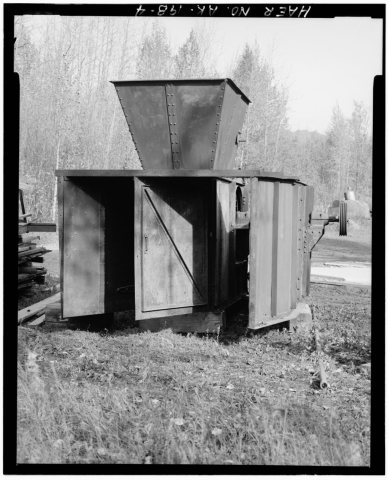 END VIEW SHOWING ADJUSTABLE BAFFLES, LOOKING NORTHEAST - Eska Coal Mine, Jeffery Fan-Blower Unit, Wishbone Hill, Sutton…