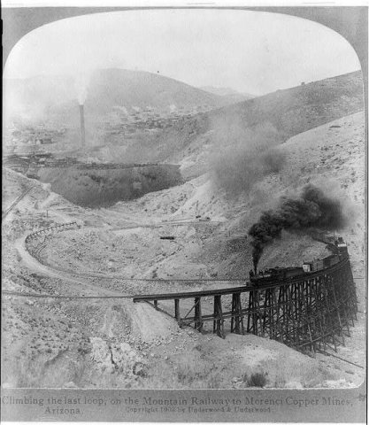 Climbing the last loop, on the Mountain Railway to Morenci Copper Mines, Arizona