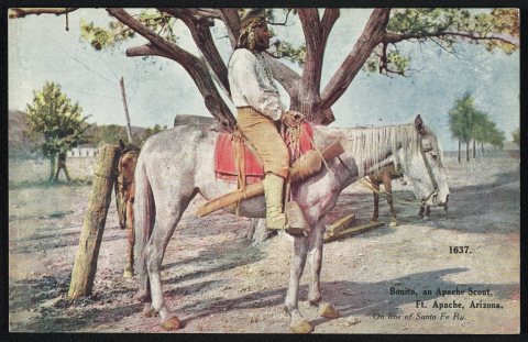 Bonito, an Apache Scout, Ft. Apache, Arizona. On line of Santa Fe Ry