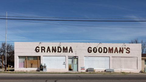 A closed former grocery store ("Grandma Goodman's") named after the town's first grocer (in another location in the 188…