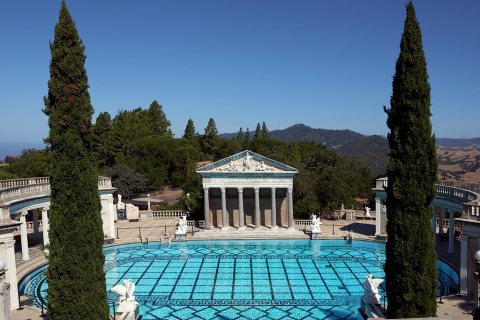 The Neptune Pool is an outdoor swimming pool ensemble at Hearst Castle