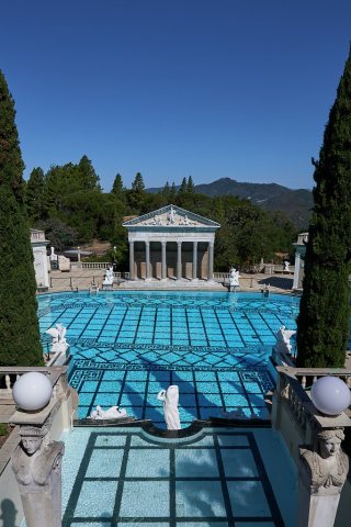 The Neptune Pool is an outdoor swimming pool ensemble at Hearst Castle
