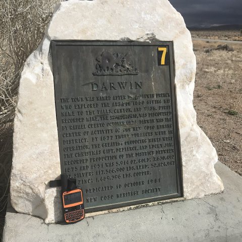 Darwin Historic Marker at the Intersection of HWY 190 and Darwin Road