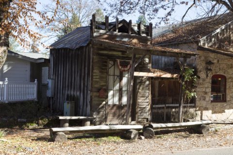 Old building in the town of Volcano, California, named for its setting in a bowl-shaped valley that early miners though…