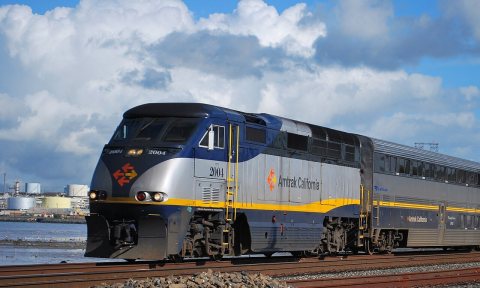 Amtrak Capitol Corridor train at Rodeo, January 2010