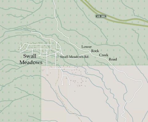 Swall Meadows from Open Street Map