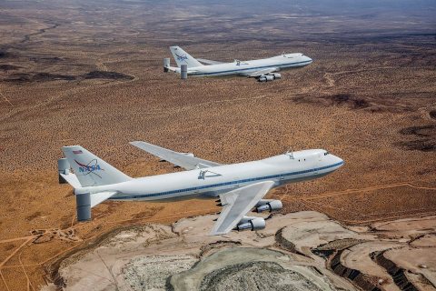 NASA's Shuttle Carrier Aircraft 905 (front) and 911 (rear)