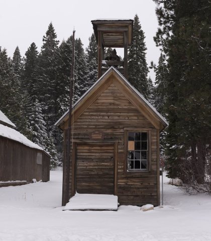 Remnants of the old mining town of Johnsville, now largely abandoned except for a few residences and the Iron Door, a p…