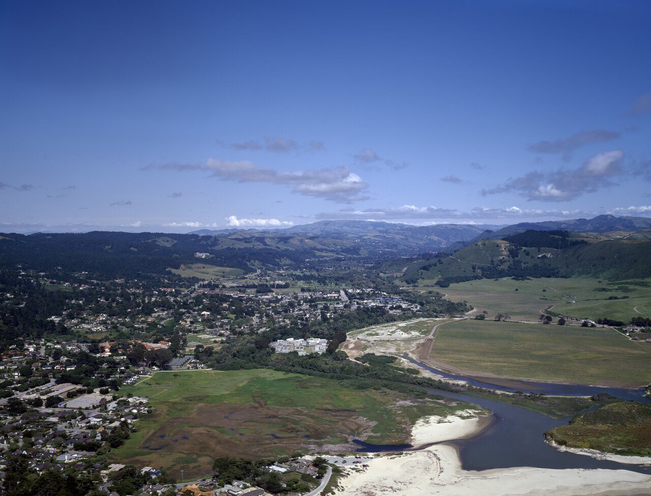 Aerial view of the central California coastal mountains