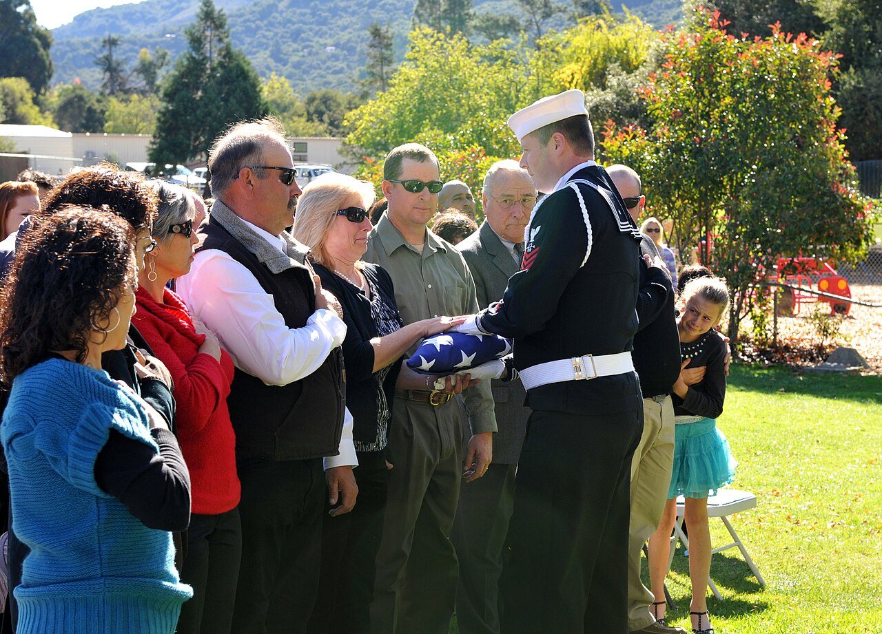 US Navy 101111-N-1993R-005 Sonar Technician (Surface) 1st Class Jason Guy, Naval Postgraduate School Honor Guard escort…