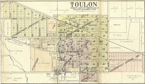 Map of Toulon, Illinois (1907)