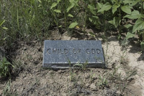 A tiny, poignant grave marker at Chico Cemetery, a windswept country graveyard near Avondale in Pueblo County, Colorado