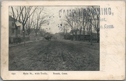 Main Street in Noank with streetcar - 1909 postcard
