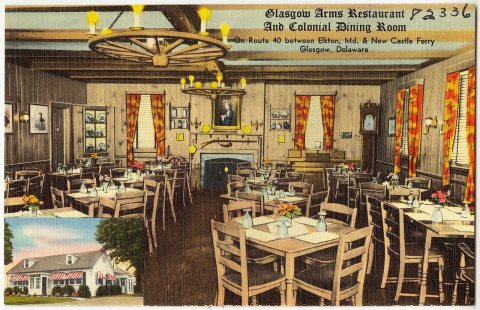 Glasgow Arms Restaurant and Colonial Dining Room on Route 40 between Elkton, Md. and New Castle Ferry, Glasgow, Delawar…