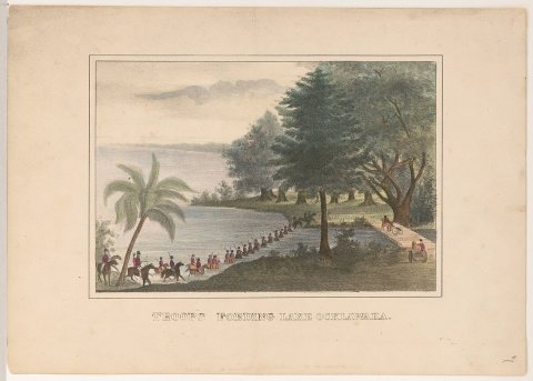 Troops fording Lake
