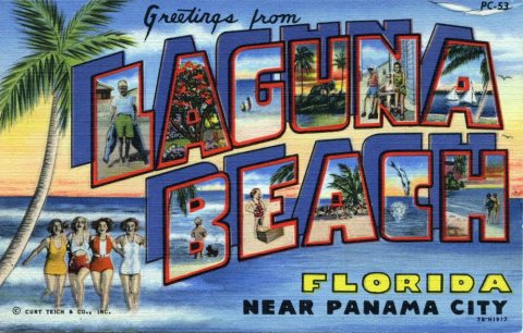 Greetings from Laguna Beach, Florida, New Panama City - Large Letter Postcard