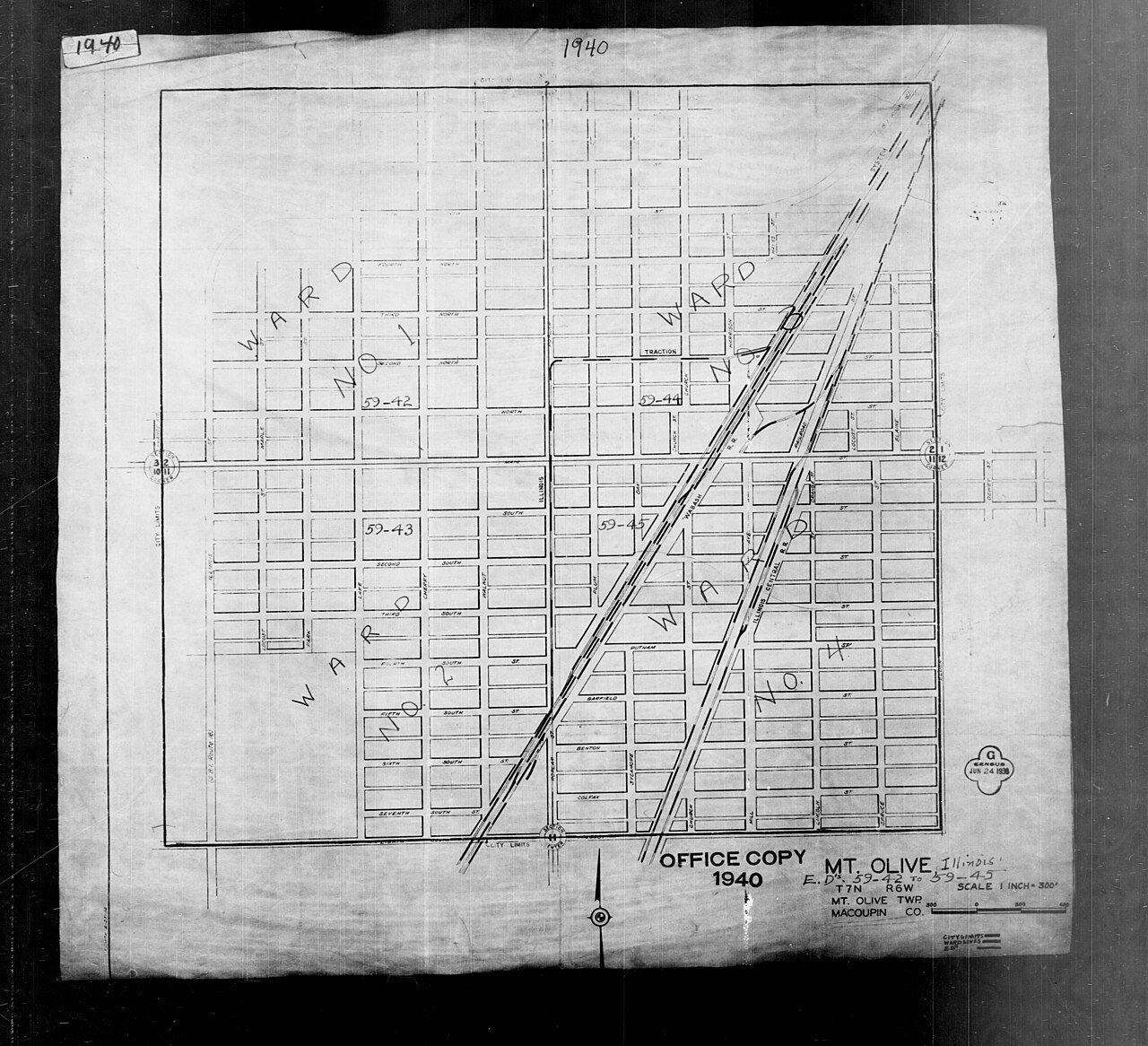 1940 Census Enumeration District Maps - Illinois - Macoupin County - Mount Olive - ED 59-42, ED 59-43, ED 59-44, ED 59-…