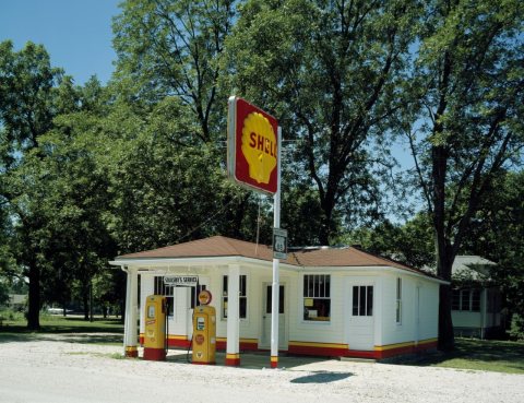 Vintage Shell station built in 1926 on Route 66