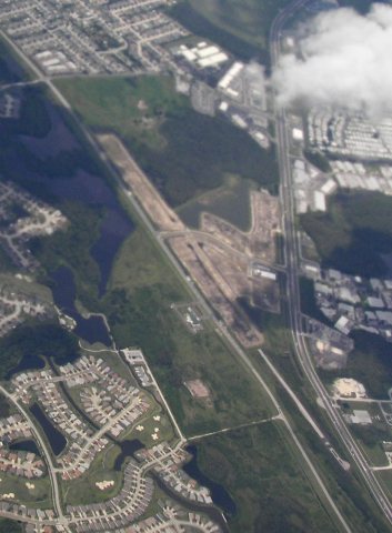 Aerial view of Tampa Bay Executive Airport, Odessa, Florida crop