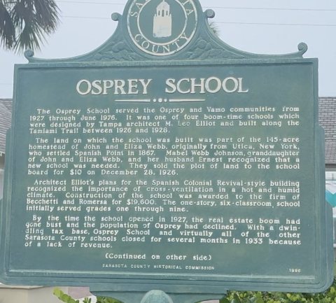 Osprey Library Historical Marker (cropped)