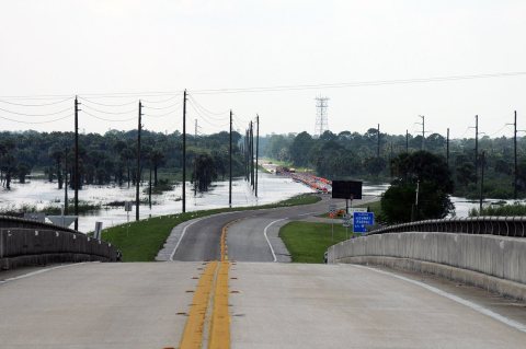 State Road 46 underwater due to Tropical Storm Fay