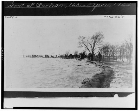 Repairing Brunkhorst levee west of Gorham, Ill