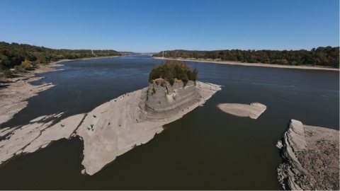 Tower Rock Mississippi River low water October 2022