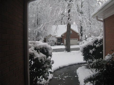 Villages of Rivershyre Neighborhood covered in snow