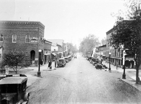 100 Block South Vine street looking South from railroad