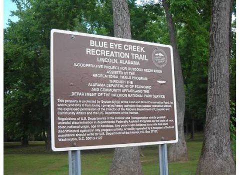 Entrance sign to Blue Eye park