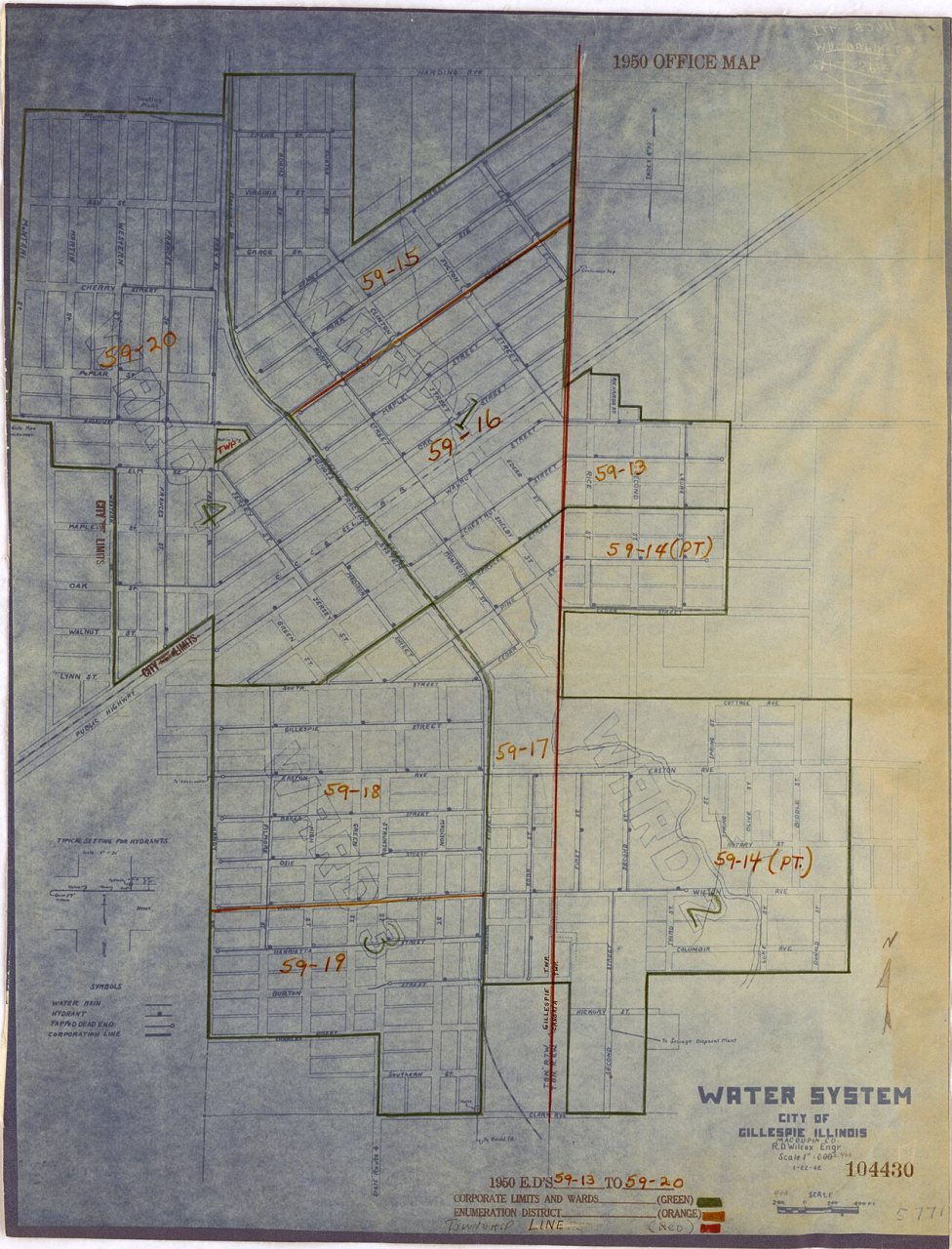 1950 Census Enumeration District Maps - Illinois (IL) - Macoupin County - Gillespie - ED 59-13 to 20
