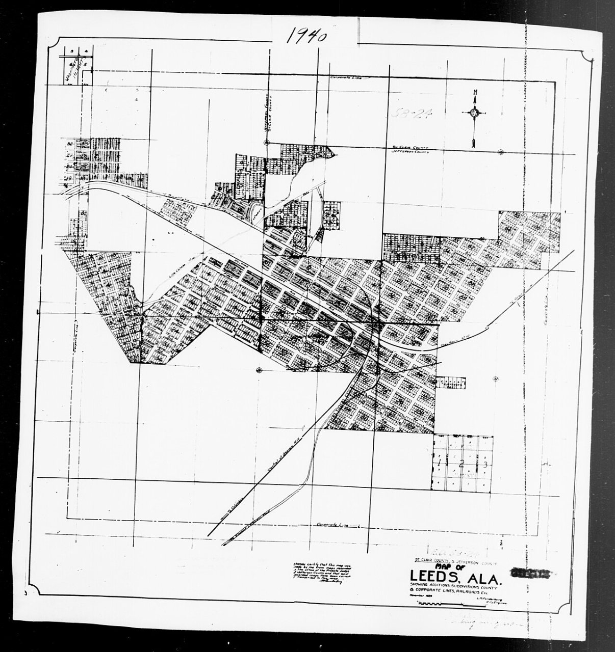 1940 Census Enumeration District Maps - Alabama - St. Clair County - Leeds - ED 58-24