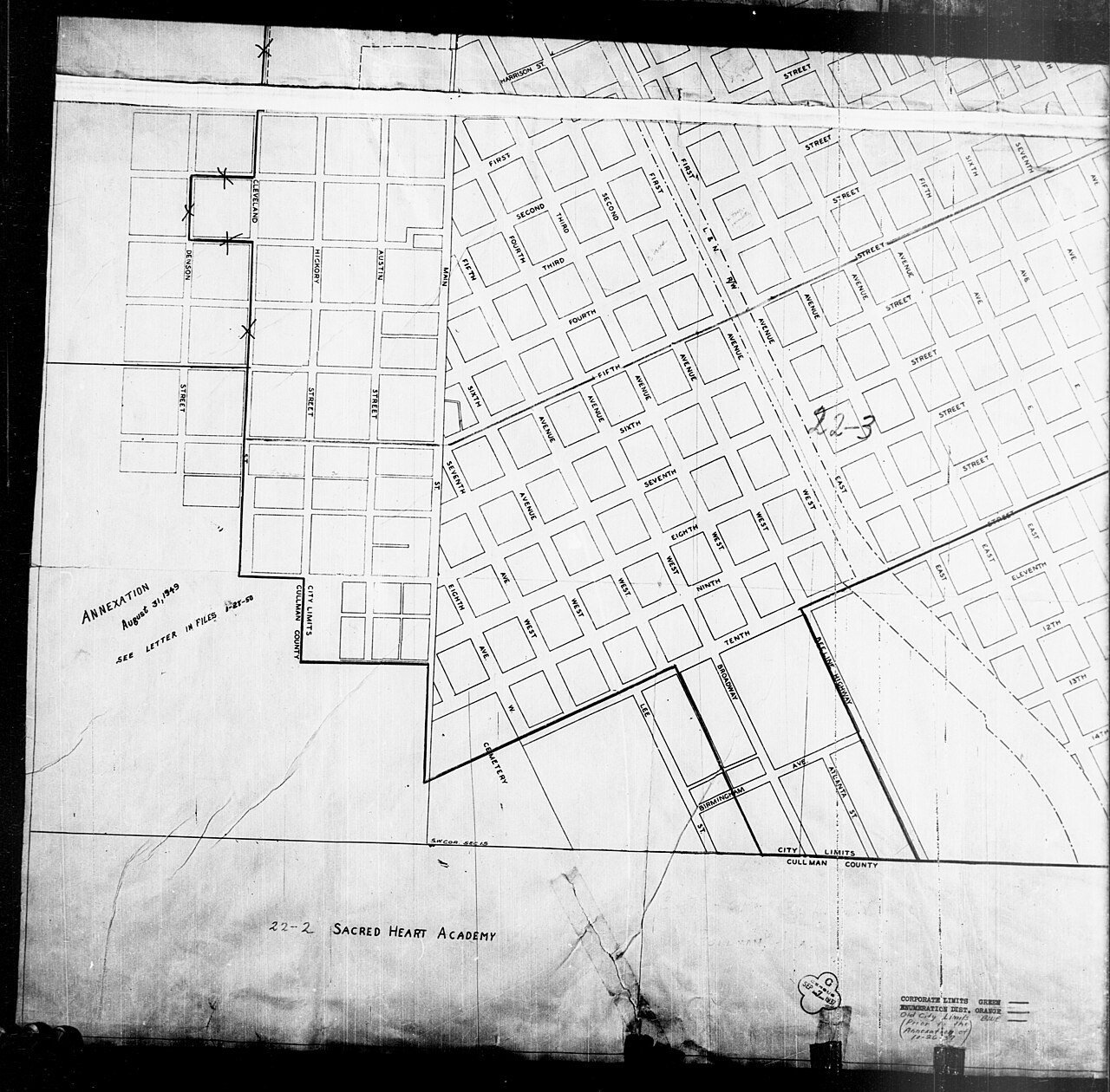 1940 Census Enumeration District Maps - Alabama - Cullman County - Cullman - ED 22-1, ED 22-2, ED 22-3